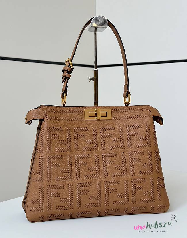 	 Fendi Peekaboo Soft Medium Cuoio Romano brown leather - 33x10x25cm - 1