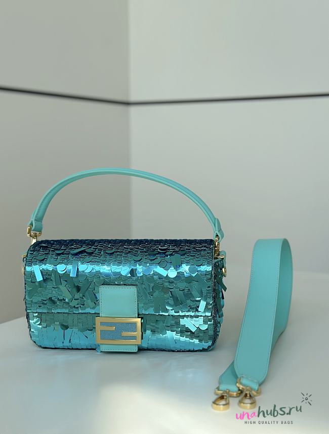	 Fendi Baguette Sequins Blue - 27/7/13cm - 1