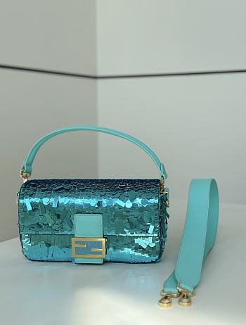 	 Fendi Baguette Sequins Blue - 27/7/13cm