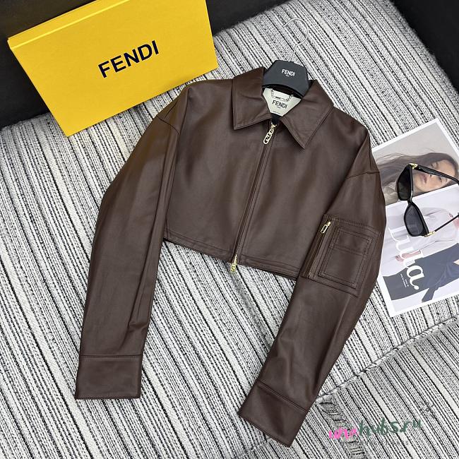 Fendi Leather Jacket in Brown - 1