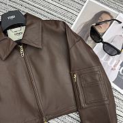 Fendi Leather Jacket in Brown - 4