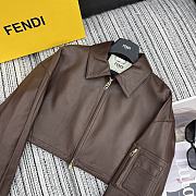 Fendi Leather Jacket in Brown - 3