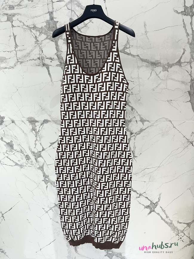 Fendi FF Brown Mini Long Dress - 1