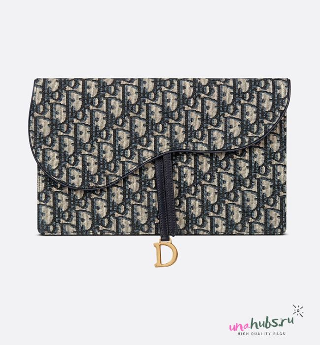 Dior Saddle Pouch Blue Oblique Jacquard - 27 x 17 x 2 cm - 1