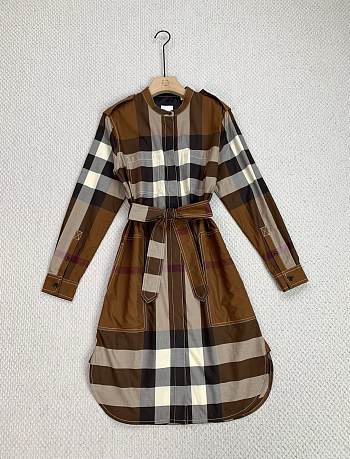 Burberry Tie-Waist Check Cotton Shirt Dress