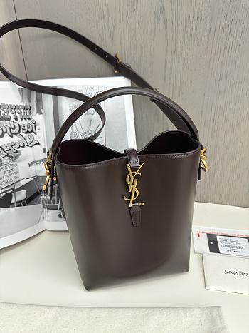 YSL LE 37 in shiny leather brown color - 17×20×13cm