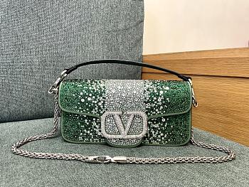 Valentino Garavani Locò Crystal Embellished Beaded Shoulder Bag - 27x13x6cm 