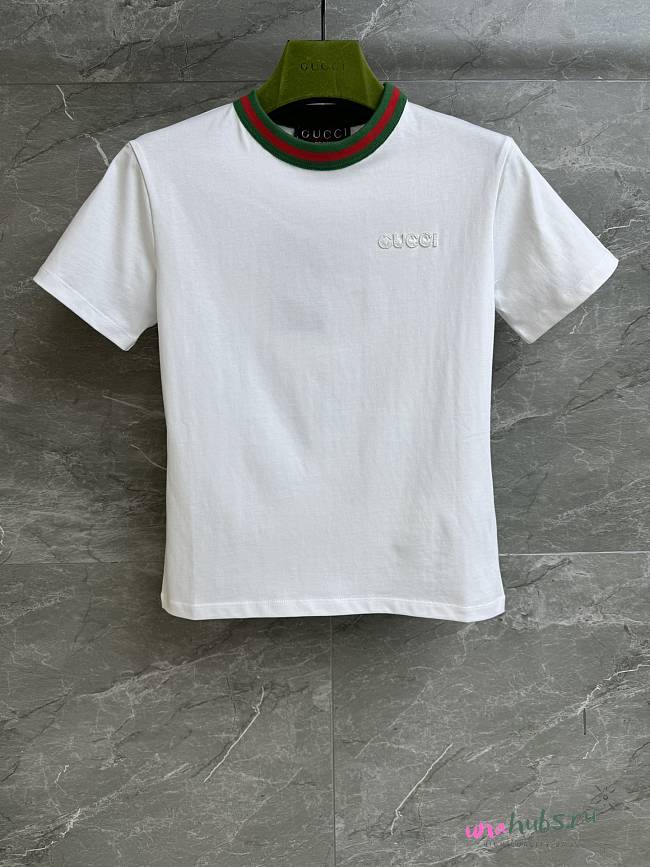 Gucci New 70s printed cotton jersey T-shirt in white - 1