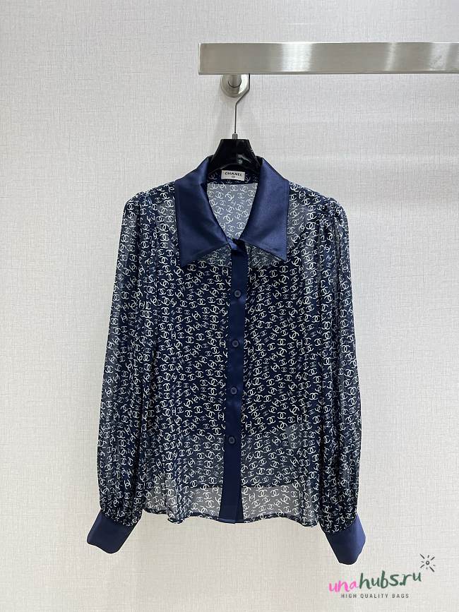 Chanel Blue Silk Shirt - 1