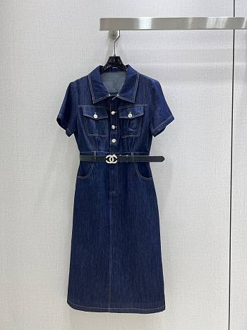Chanel Mini Dress In Denim With Belt