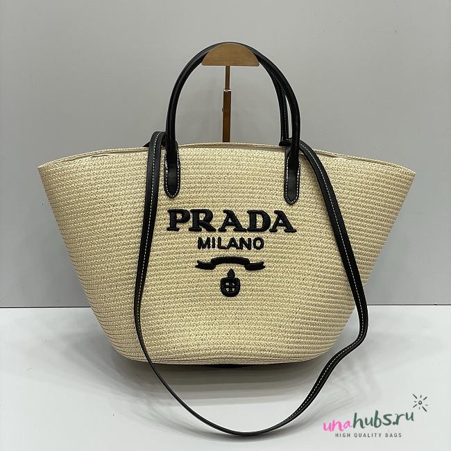 Prada logo-appliqué interwoven Tote Bag 01 - 1