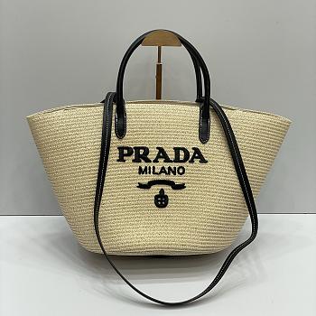 Prada logo-appliqué interwoven Tote Bag 01