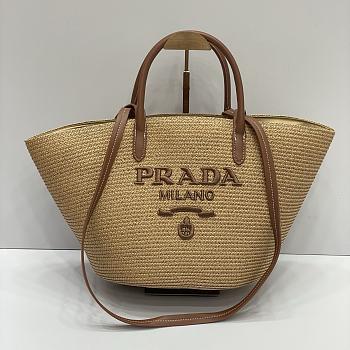 Prada logo-appliqué interwoven Tote Bag 04