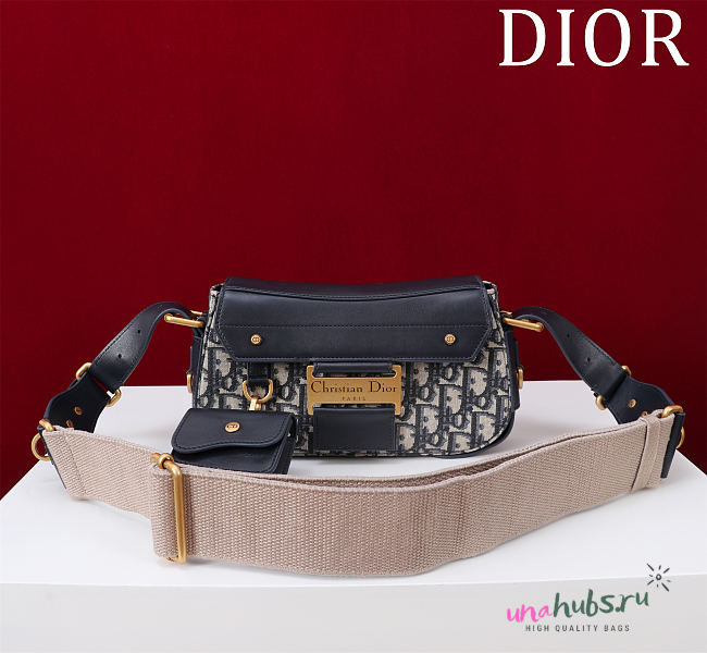 Dior Small Streetchic Bag Blue Dior Oblique Jacquard and Smooth Calfskin - 24×12.5×5cm - 1
