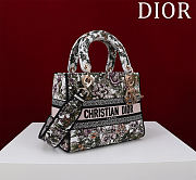 Dior Medium Lady D-Lite Bag Latte Embroidery with Multicolor Flower - 24x20x12cm - 6