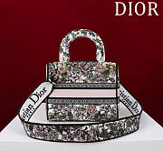 Dior Medium Lady D-Lite Bag Latte Embroidery with Multicolor Flower - 24x20x12cm - 4