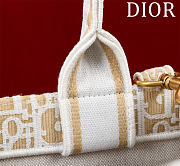 	 Dior Medium Book Tote Yellow Dior Oblique Chambray Embroidery and Latte Calfskin - 36*28*16cm - 3