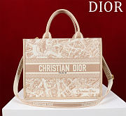 Dior Medium Book Tote Paris Motif Embroidery and Latte Calfskin - 36*28*16cm - 1
