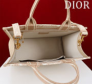 Dior Medium Book Tote Paris Motif Embroidery and Latte Calfskin - 36*28*16cm - 5