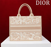 Dior Medium Book Tote Paris Motif Embroidery and Latte Calfskin - 36*28*16cm - 3