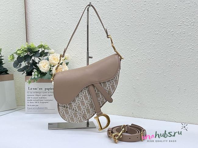 	 Dior Medium Saddle Nude Oblique Jacquard Bag - 25.5*6.5*20cm - 1