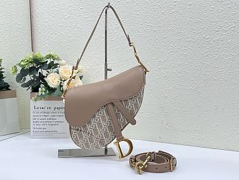 	 Dior Medium Saddle Nude Oblique Jacquard Bag - 25.5*6.5*20cm