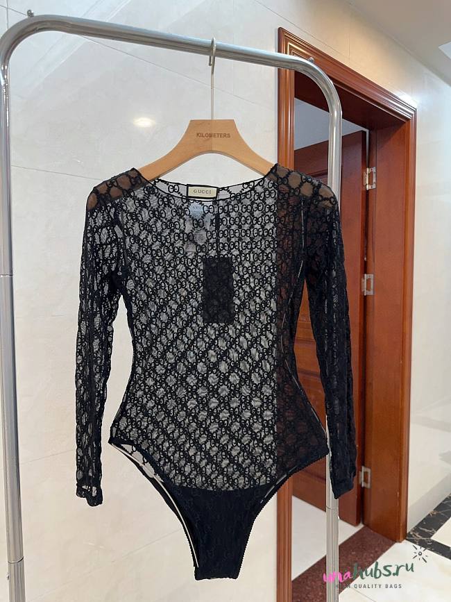 Gucci GG Ebony Mesh Swimsuit in Black - 1