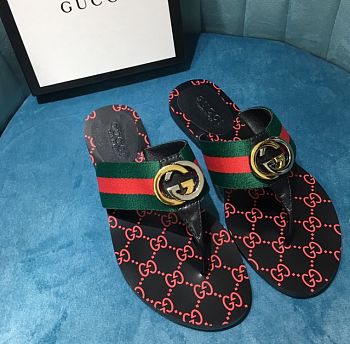 GUCCI Kika logo-embellished striped canvas and leather sandals 