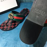 GUCCI Kika logo-embellished striped canvas and leather sandals  - 4