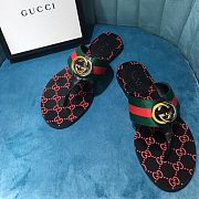 GUCCI Kika logo-embellished striped canvas and leather sandals  - 3