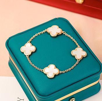 Van Cleef and Arpels Pure Alhambra Mother-of-Pearl Yellow Gold Bracelet