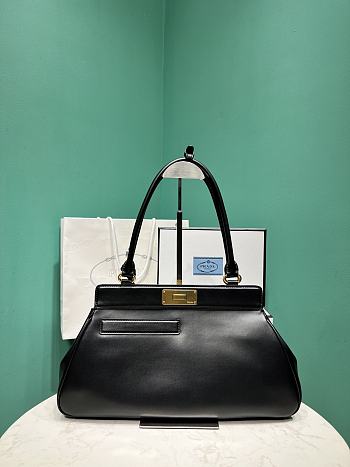 Prada Black Medium Leather Tote Bag - 38x21x8cm