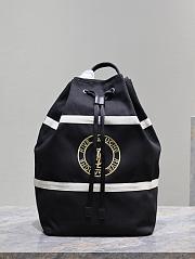 YSL Saint Laurent Herringbone-trimmed Logo-embroidered Twill Bucket Bag In Black 31×49×25cm - 1
