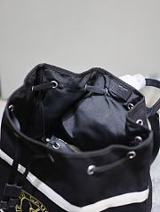 YSL Saint Laurent Herringbone-trimmed Logo-embroidered Twill Bucket Bag In Black 31×49×25cm - 3