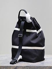 YSL Saint Laurent Herringbone-trimmed Logo-embroidered Twill Bucket Bag In Black 31×49×25cm - 2