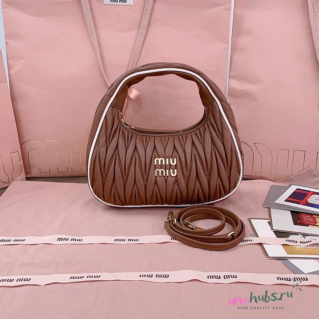 	 Miu Miu Wander matelassé nappa leather hobo bag in brown - 3X13X7 cm - 1