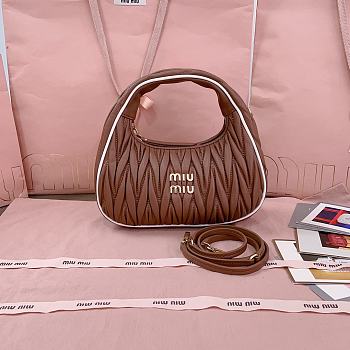 	 Miu Miu Wander matelassé nappa leather hobo bag in brown - 3X13X7 cm