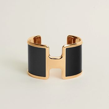 Hermes Black Olympe cuff bracelet 4cm