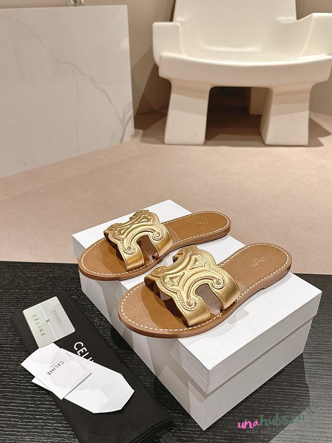 Celine Triomphe Mule In Metalized Gold/Silver  - 1