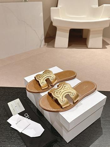Celine Triomphe Mule In Metalized Gold/Silver 