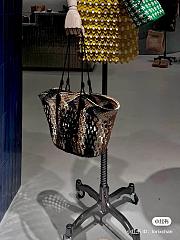 Loewe Paula's Ibiza Anagram Basket Leather Trimmed Stripped Raffia Tote - 5