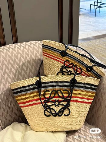 Loewe Anagram Basket In Iraca Palm And Calfskin tote