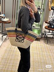 Loewe Anagram Basket In Iraca Palm And Calfskin tote - 6