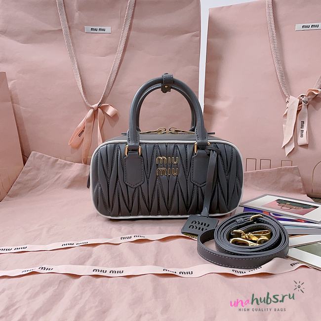 Miu Miu Marble Gray / White Arcadie Matelassé Nappa Leather Bag - 22X10.5X7.5Cm - 1