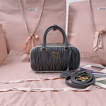 Miu Miu Marble Gray / White Arcadie Matelassé Nappa Leather Bag - 22X10.5X7.5Cm