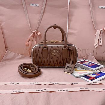 	 Miu Miu Marble Brown / White Arcadie Matelassé Nappa Leather Bag - 22X10.5X7.5Cm