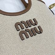 Miu Miu Beige/brandy Ivy Canvas And Leather Bag - 20cmx24cm - 2