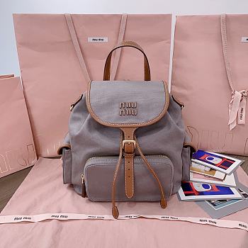 Miu Miu Cornflower purple/brandy Canvas And Leather Backpack - 29.5X25X12.5cm