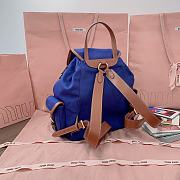 	 Miu Miu Cornflower Blue/brandy Canvas And Leather Backpack - 29.5X25X12.5cm - 6
