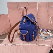 	 Miu Miu Cornflower Blue/brandy Canvas And Leather Backpack - 29.5X25X12.5cm - 5